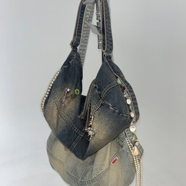 워시드 데님 더플백 빈티지 틴트