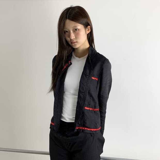 꼼데가르송 로브드샹브레 리본 콘페티 트리밍 자켓