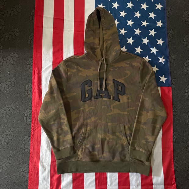 [XL] GAP 갭 카모 밀리터리 후드 티셔츠