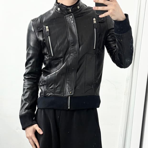 코데즈 컴바인 양가죽 바이커 자켓