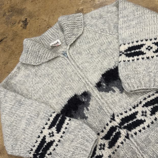 베이지 빈티지 모리 코위찬 니트 가디건 