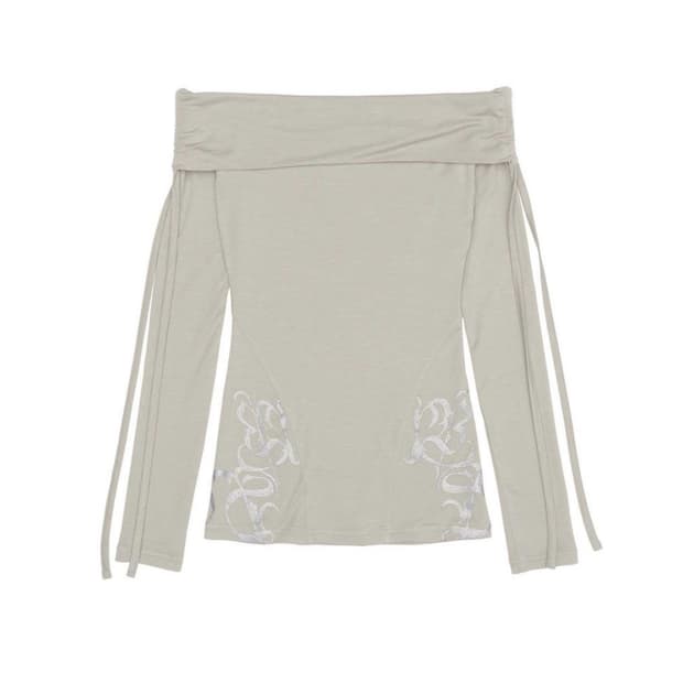 Off-Shoulder Glitter Long Sleeve Light G