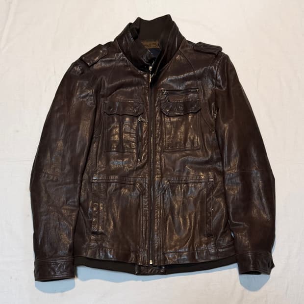 빈티지 돌체앤가바나맛 멀티포켓 가죽자켓 브라운