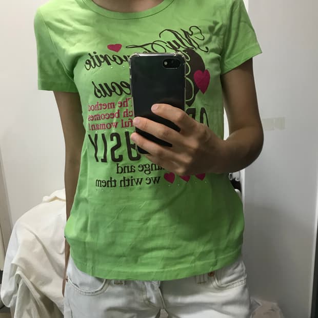 빈티지 페인팅 큐빅 반팔티