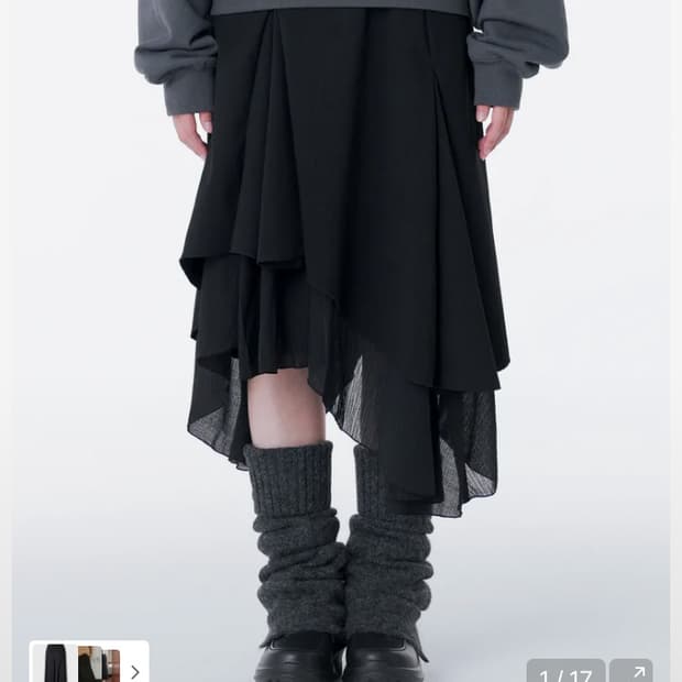 미세키서울 Unbalanced layered skirt BLACK