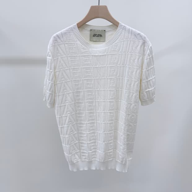 [S급/48] 펜디 x 마크제이콥스 FF 로고 반팔 니트 화이트