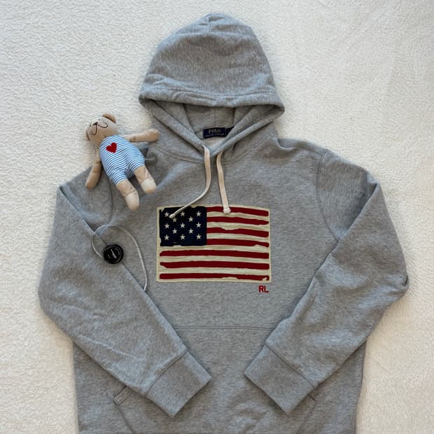 폴로 성조기 후드티 그레이