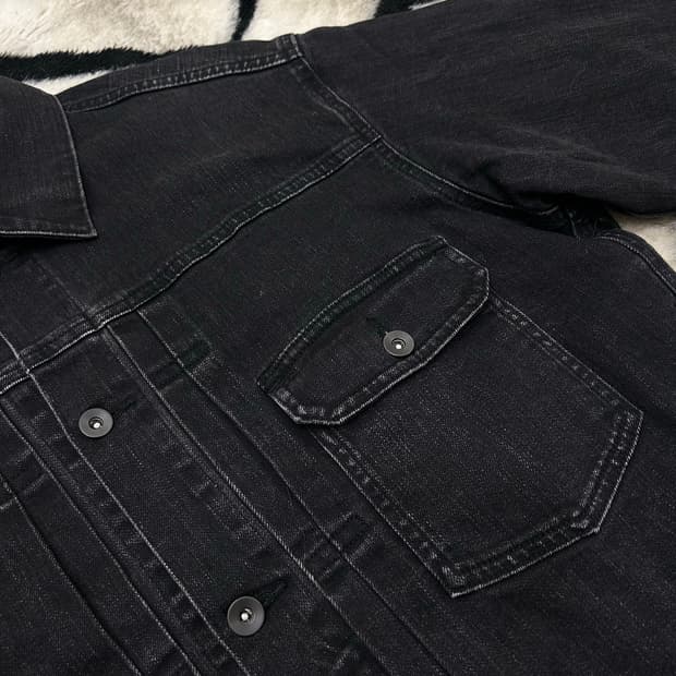 [L]유니클로 코튼 데님 트러커 자켓/흑청