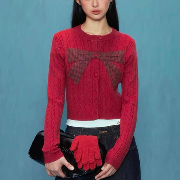 weekendhub 리본 가디건 디어마이키코