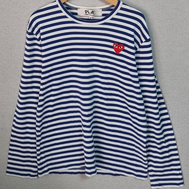 M ) 꼼데가르송 블루 스트라이프 여성 롱슬리브 긴팔티