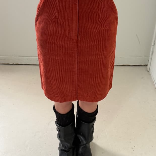일본빈티지 오렌지 코듀로이 미디스커트