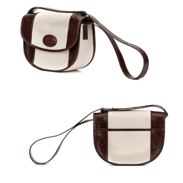 (새상품)몽드몽드 캔버스 하프문 미니백 모카브라운