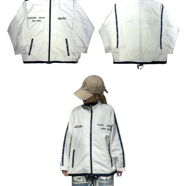 엘레쎄 화이트 블랙 사이드 라인 트랙탑 져지