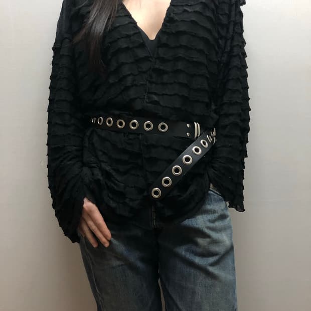 빈티지 블랙 프릴 가디건
