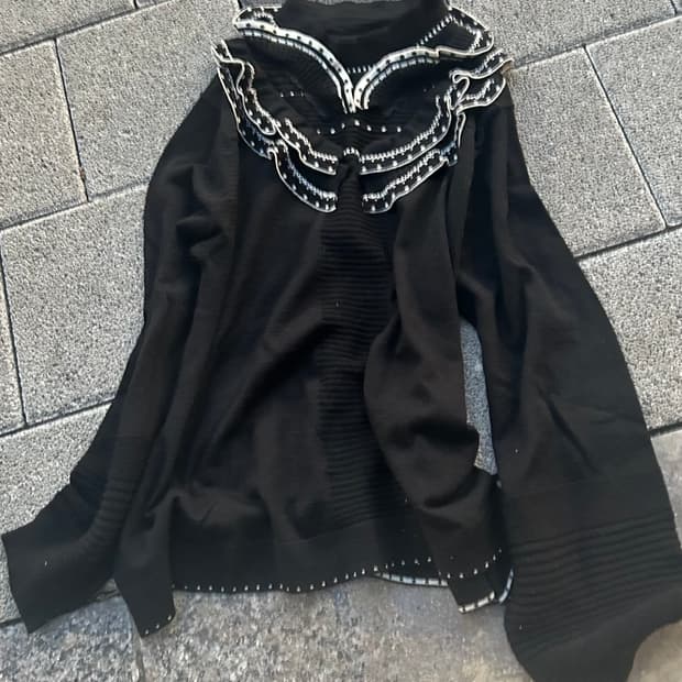 2000s hiroko bis 니혼진 블랙 도트 프릴 니트