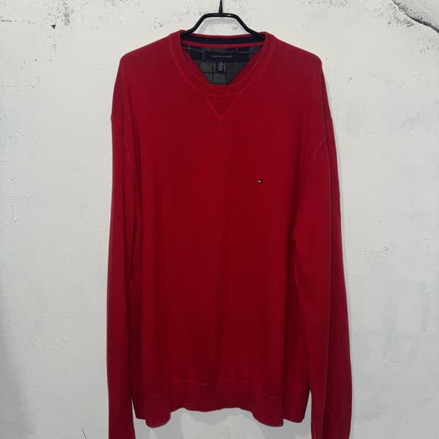 타미힐피거 레드 니트