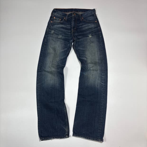 리바이스 523 진청 워싱 데님팬츠