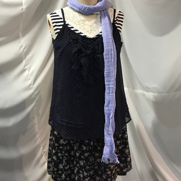 잔꽃 스트라이프 하구미 모리걸 레이스 나시 스커트 코디