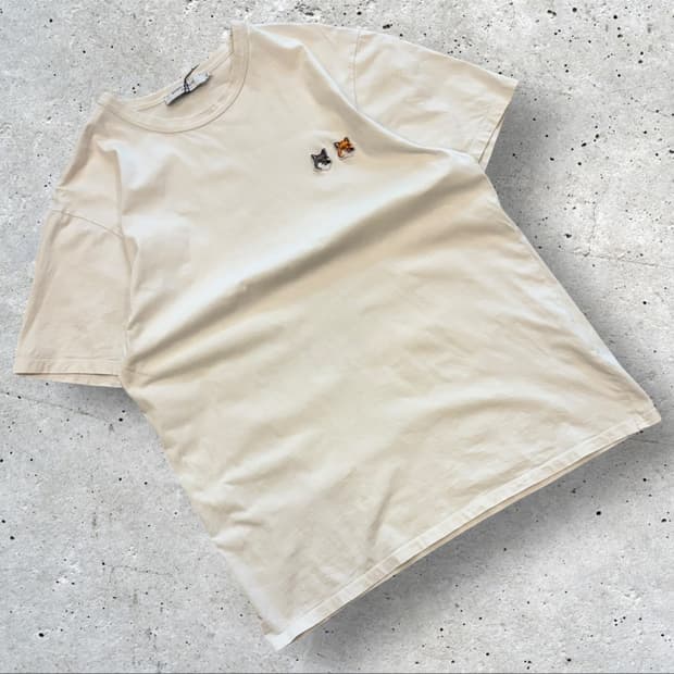 [2XL] 메종키츠네 반팔 티셔츠 화이트 더블폭스 수입택 C434