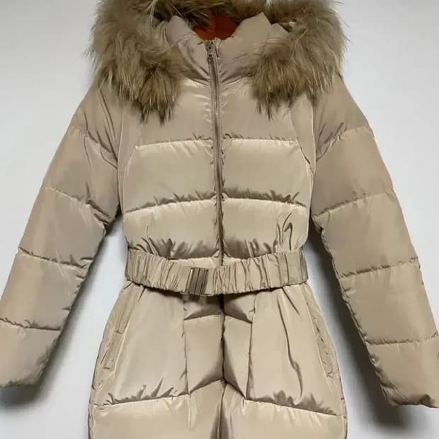 베네통 퍼 후드 롱패딩