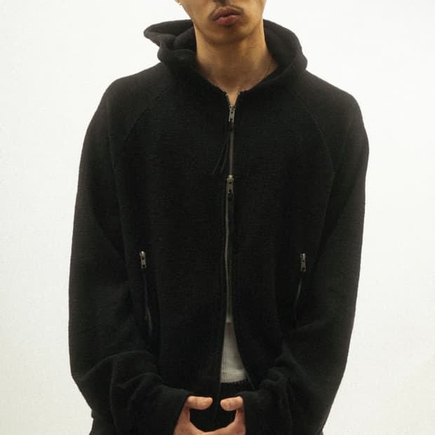 게더레이지 RAGLAN CROP WAFFLE HOOD ZIP-UP