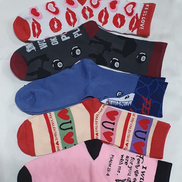 5컬레 가격~ 레드 그레이 네이비 핑크 하트 립 당구 에이치앤엠 양말 