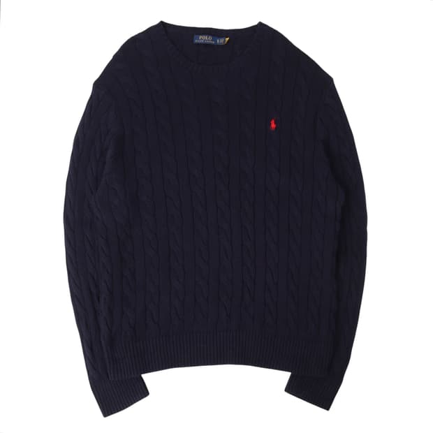 폴로 랄프로렌 qr 네이비 베이직포니 케이블 니트 스웨터