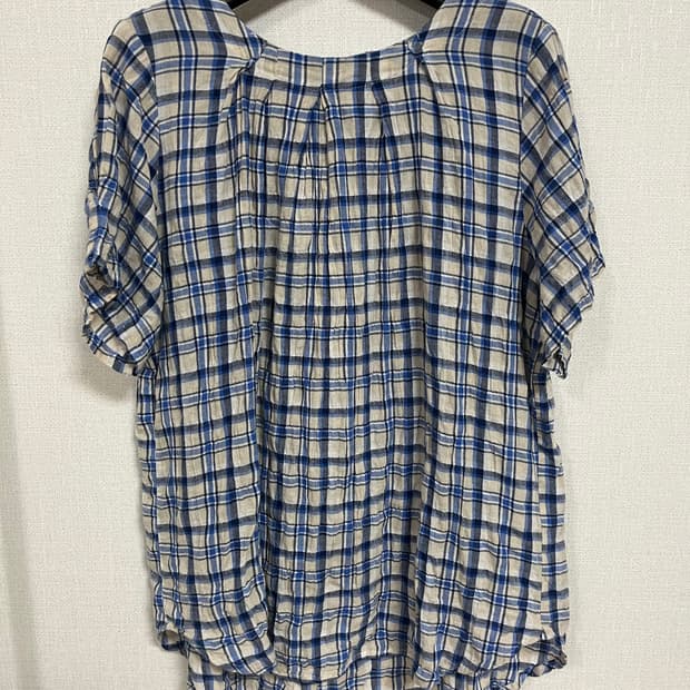 일본 빈티지 체크 블라우스 L