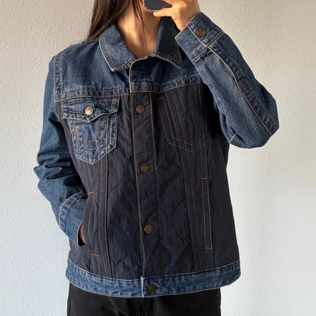 [S]트루릴리전 우먼 퀼팅 인디고 데님 자켓