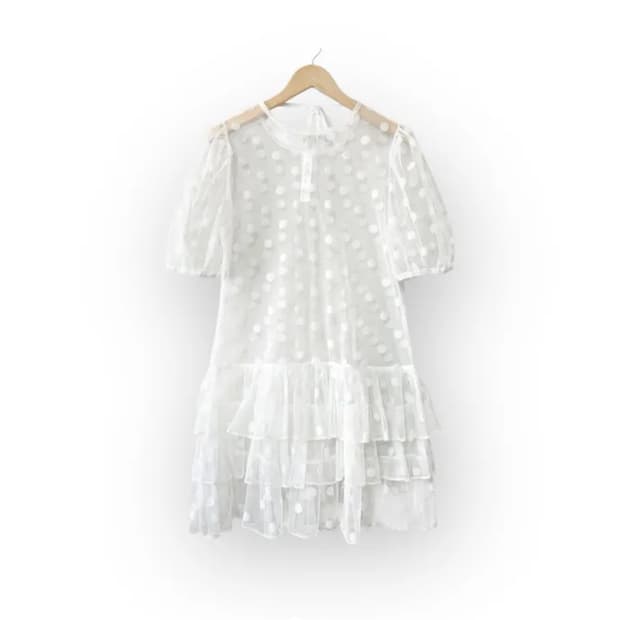 에이블리 그린씨 dot mesh cancan dress 