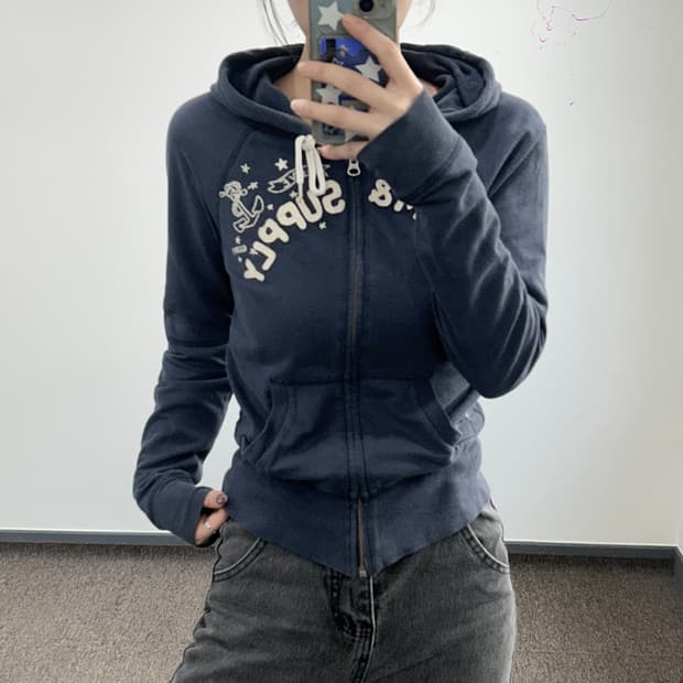 Polo 폴로 데님앤수플라이 스펠아웃로고 네이비 후드집업