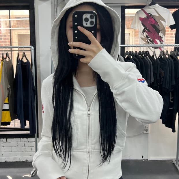 GAS 혼다 화이트 후드집업