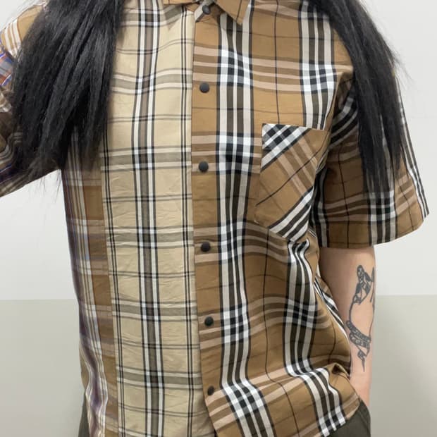 Beams heart 빔즈 하트 노바체크 반팔셔츠