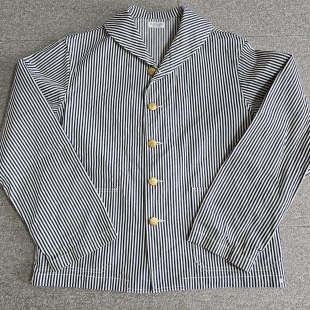 타임원클로딩  엣라코 히코리 세일러 커버올 자켓44 엣라스트 부처프로덕츠