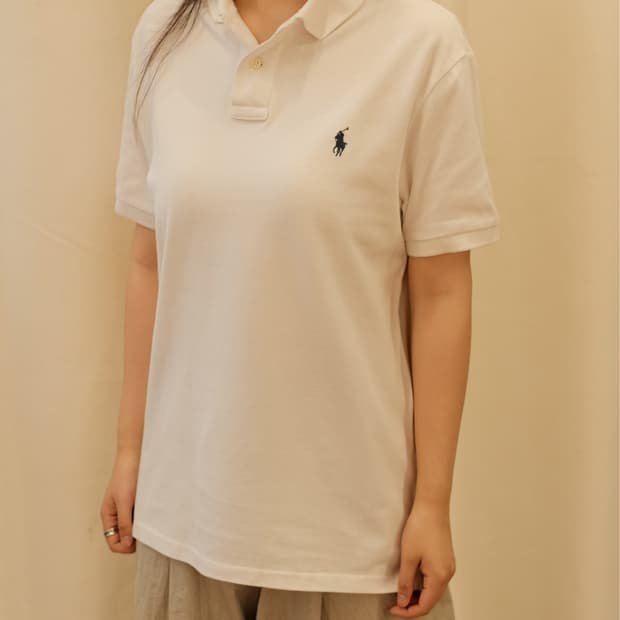 폴로 랄프로렌 포니 자수 화이트 반팔 카라티