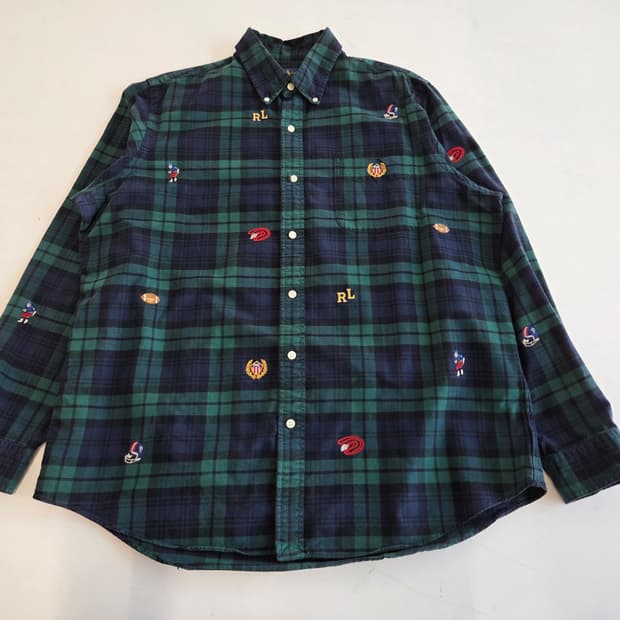 폴로 랄프로렌 블랙와치 자수 셔츠 XL