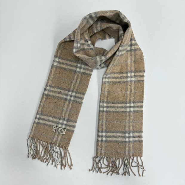 버버리 울 캐시미어 체크 머플러