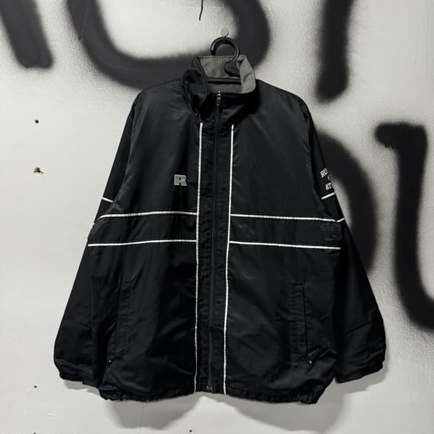 러셀 애슬레틱 90s USA 올드스쿨  블랙 바람막이 자켓