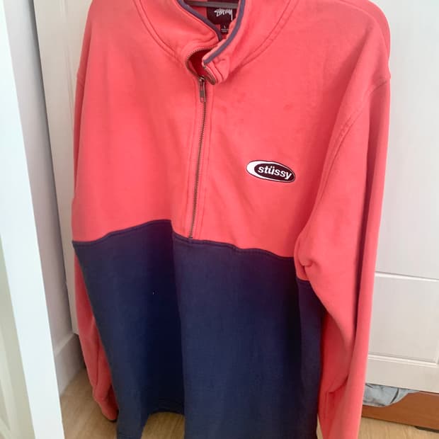 스투시 컬러블록 하프집업