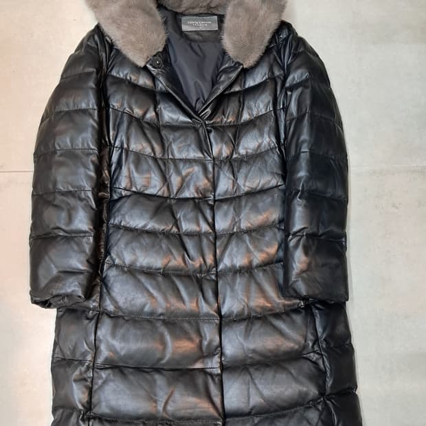 올리비아 로렌 가죽 패딩 코트 95