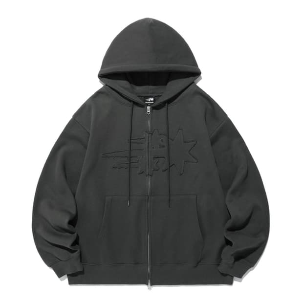 나이스고스트클럽 3 star logo 후드집업 챠콜