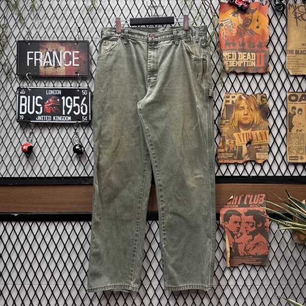 00s 디키즈 1939 덕 카펜터 후면 포켓 로고 포인트 카키