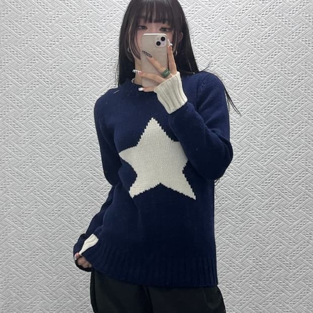 빔스 빈티지 올드스쿨 레트로 펑크 슈팅스타 니트 90 C10579