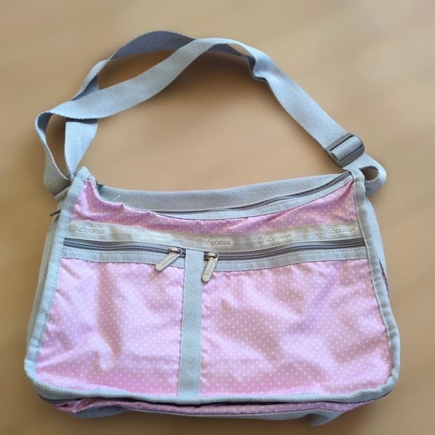 레스포삭 핑크 땡땡이 숄더백 가방 크로스백 빈티지