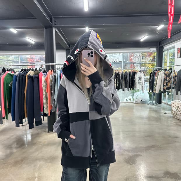 베이프 샤크 후드 집업