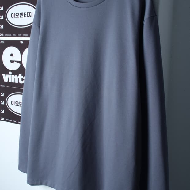 (2XL-3XL) 스파오 긴팔티셔츠 빅사이즈 블루 무지 폴리-H34991