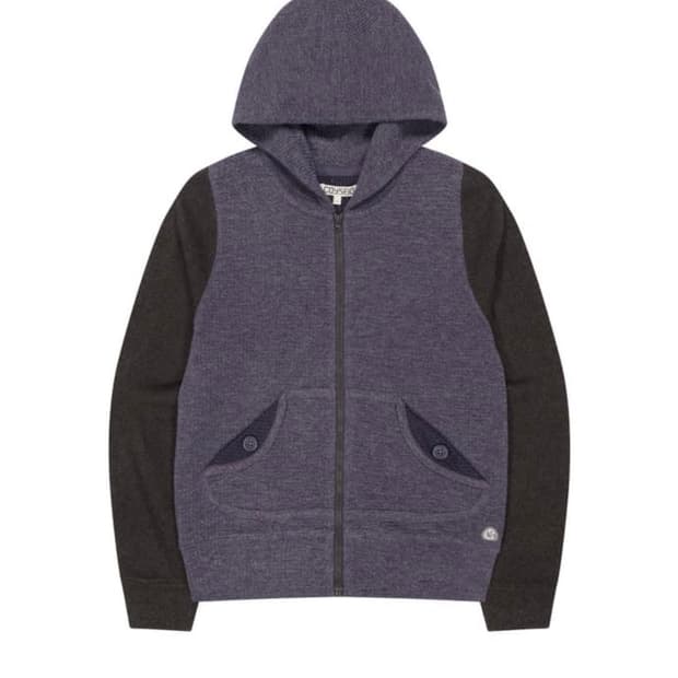 코이세이오 퍼플 버튼 포켓 후드집업