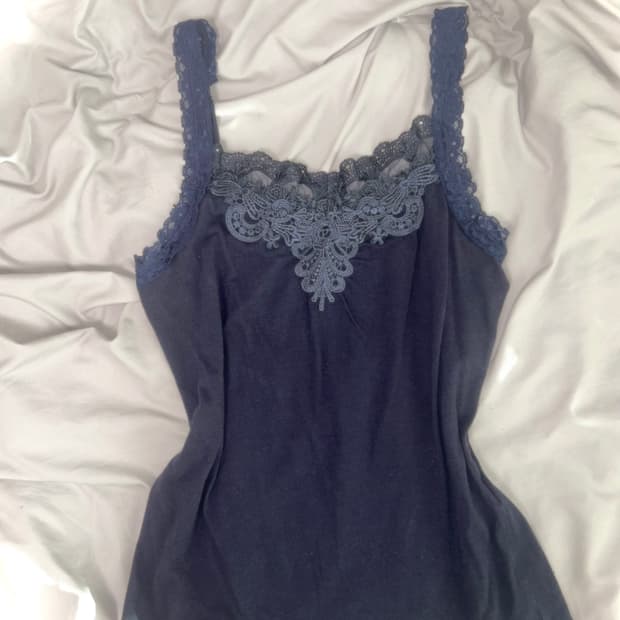 빈티지 엑시즈팜 네이비 레이스 르네상스 페어리 슬리브리스 갸루 y2k