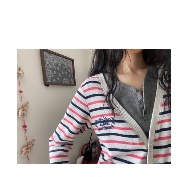 stripe patterned cardigan