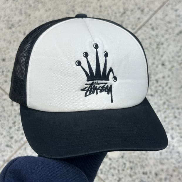 [F] 스투시 크라운 스탁 트러커 캡 블랙